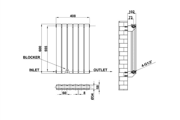 Radiator-Dimensions-Flat-Panel-Double-Horizontal-MLH-P06-6-D(ABW)