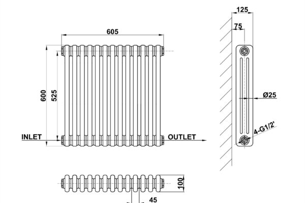 Radiator-Line-Drawing-Three-Column-MLH-C06-13-3-1