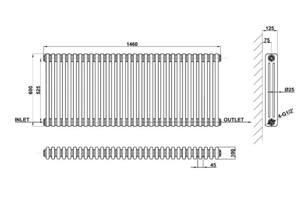 Radiator-Line-Drawing-Three-Column-MLH-C06-32-3-1