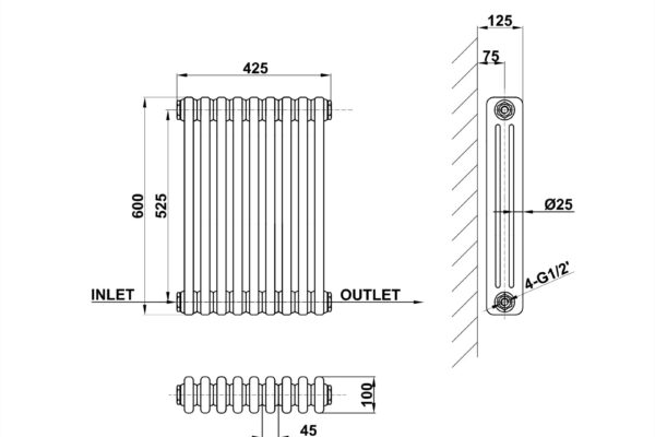 Radiator-Line-Drawing-Three-Column-MLH-C06-9-3-1