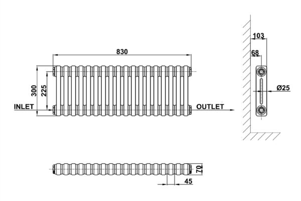 Radiator-Line-Drawing-Two-Column-MLH-C03-18-2-1