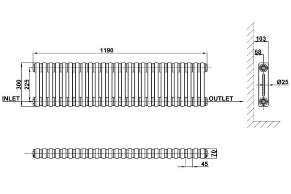 Radiator-Line-Drawing-Two-Column-MLH-C03-26-2-1