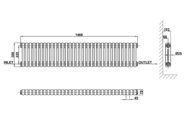 Radiator-Line-Drawing-Two-Column-MLH-C03-32-2-1