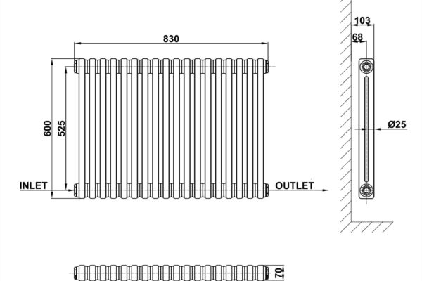 Radiator-Line-Drawing-Two-Column-MLH-C06-18-2-1