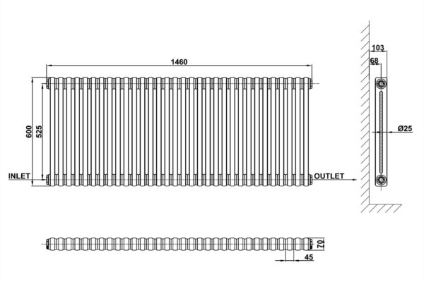 Radiator-Line-Drawing-Two-Column-MLH-C06-32-2-1