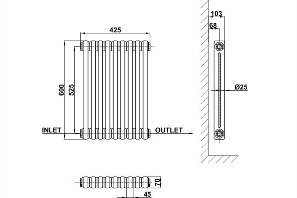 Radiator-Line-Drawing-Two-Column-MLH-C06-9-2-1