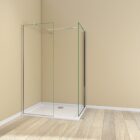 Walk In Wetroom Full Set Corner Fit 4 Silver framed 1200–1400mm walk-in shower enclosure with clear glass end panel