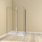 Walk In Wetroom Full Set Corner Fit 2 Silver framed 1200–1400mm walk-in shower enclosure with flipper panel and glass end panel