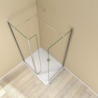 Walk In Wetroom Full Set Corner Fit 14 Walk In Wetroom Full Set Corner Fit silver walk in flipper end panel 1214 top angle MLH PRODUCTS
