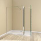 Walk In Wetroom Full Set Corner Fit 1 Silver framed 1700mm walk-in shower enclosure with flipper panel, end panel and support bars